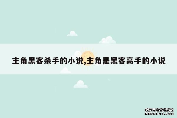 主角黑客杀手的小说,主角是黑客高手的小说