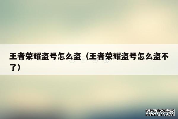 王者荣耀盗号怎么盗（王者荣耀盗号怎么盗不了）