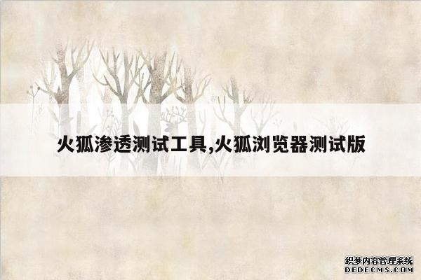 火狐渗透测试工具,火狐浏览器测试版