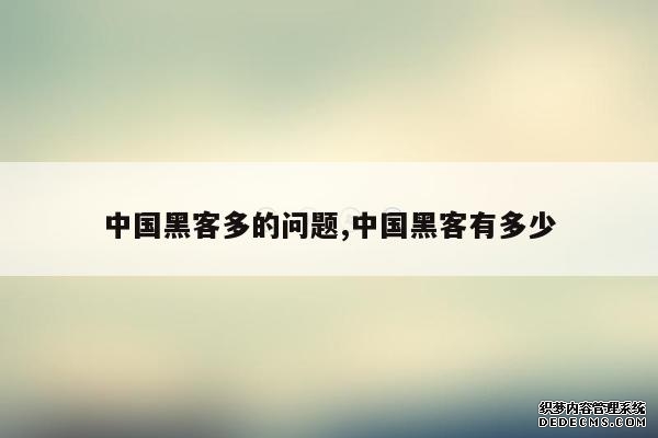 中国黑客多的问题,中国黑客有多少