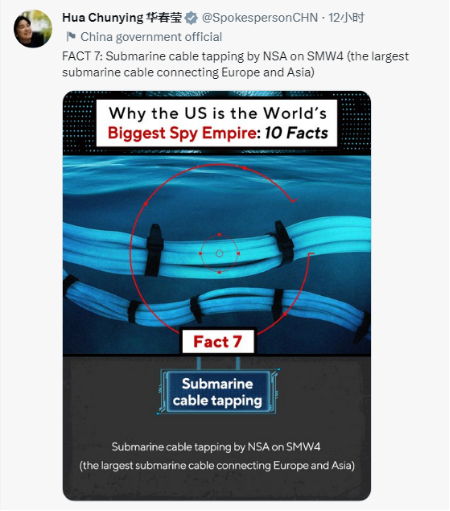 华春莹晒图:“美国是世界最大监控帝国的十大事实”