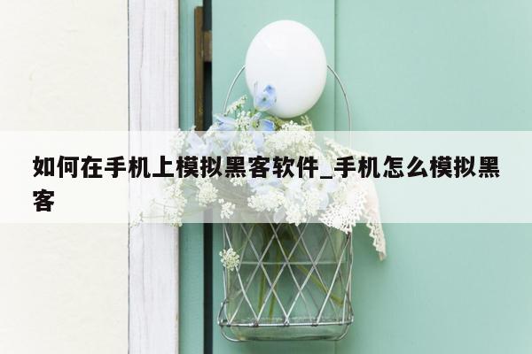 如何在手机上模拟黑客软件_手机怎么模拟黑客