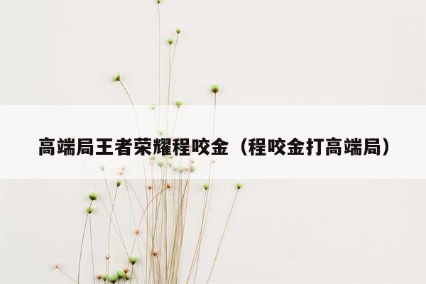 高端局王者荣耀程咬金（程咬金打高端局）