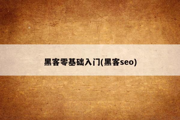 黑客零基础入门(黑客seo)