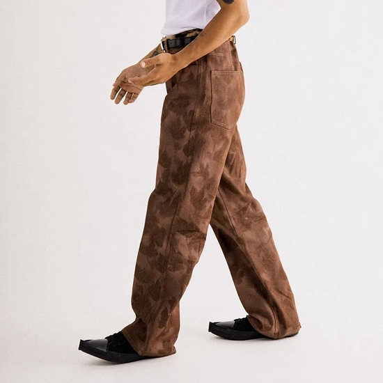 CONP 城市流浪者植物枫叶手工喷绘游牧粽直筒造型斜纹裤