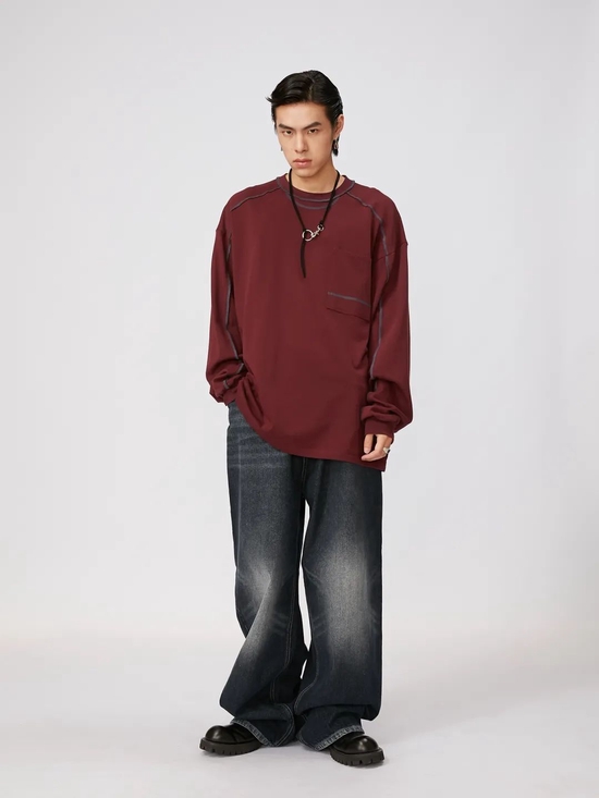 Song41 复古水洗做旧直筒牛仔裤