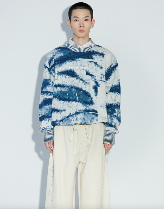 RANDOMEVENT 动物纹图案提花圆领套头针织衫毛衣