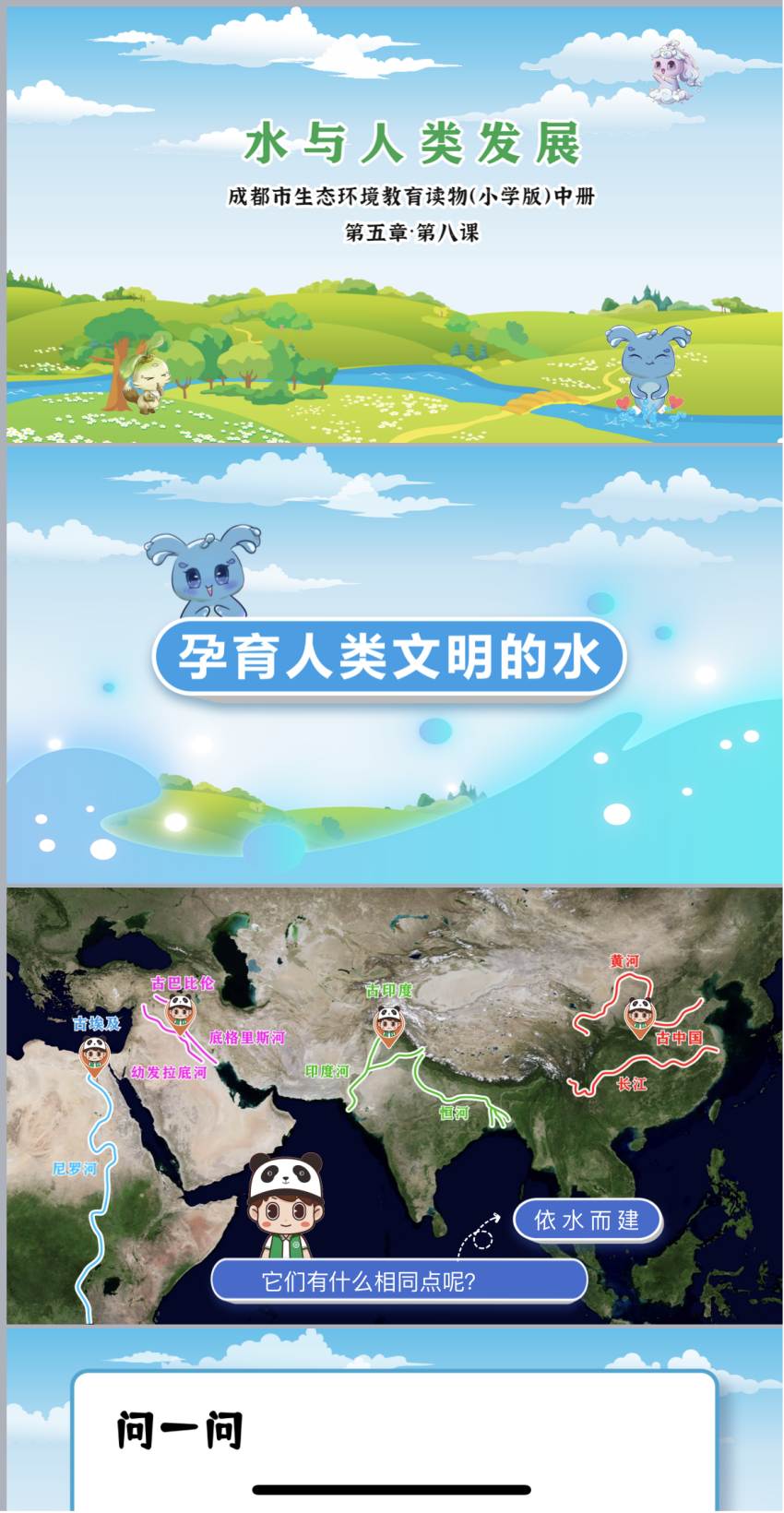 课件：水与人类的发展。成都市生态环境宣传教育与对外交流合作中心供图