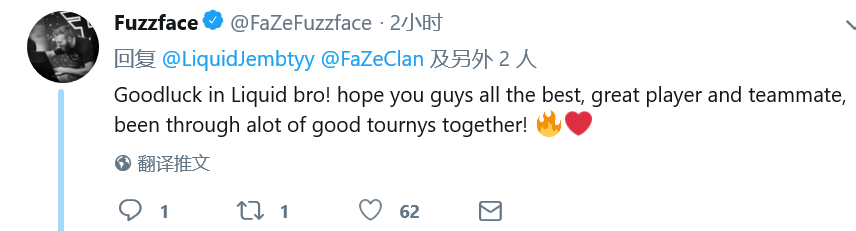 Jembty：感谢Faze战队的照顾，感谢队友，感谢粉丝