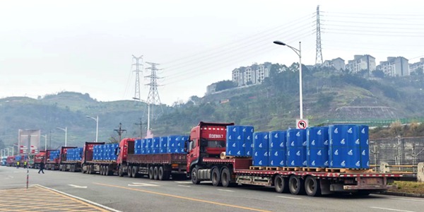 货站门口排起了“长龙”。重庆物流集团供图