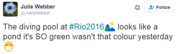 里约“绿池”引选手网友吐槽